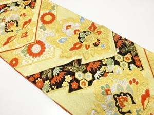 アンティーク　花更紗に松竹梅・菊模様織り出し袋帯（着用可）